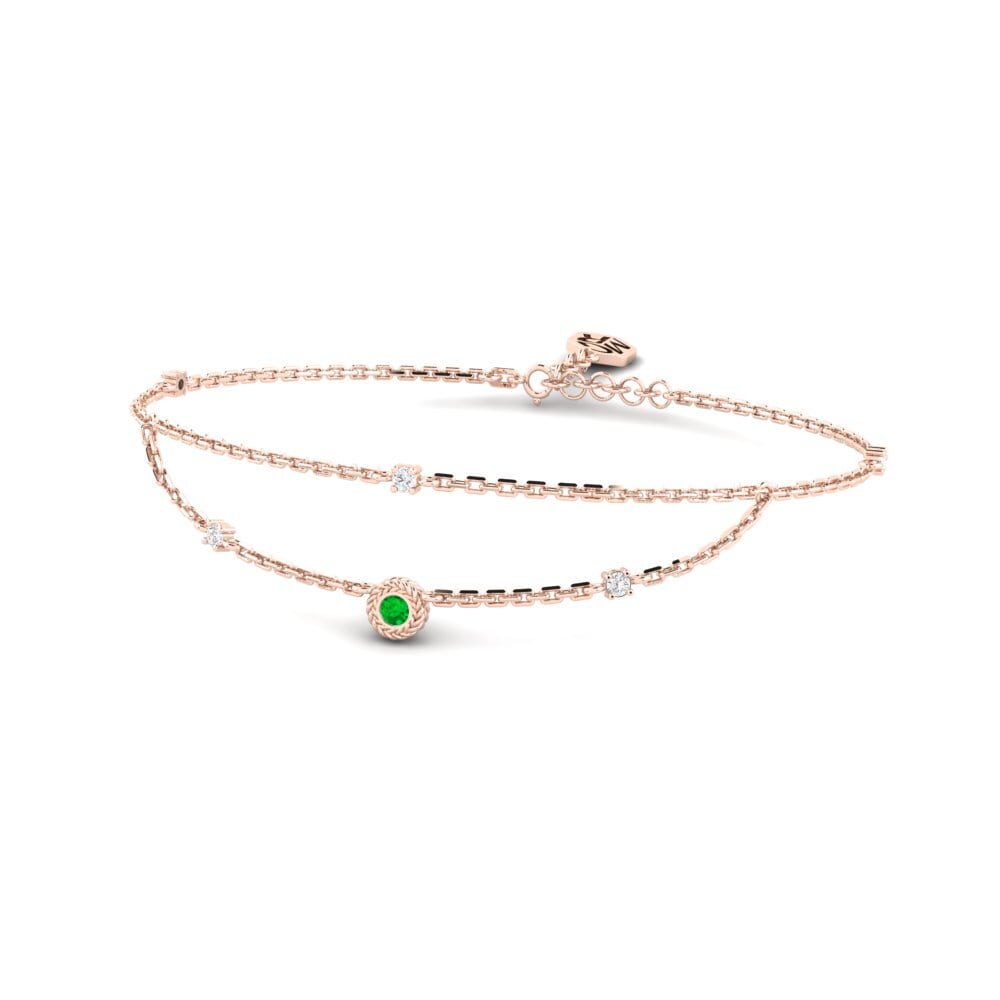 Or rose 14k Émeraude Bracelet pour femme Hallex
