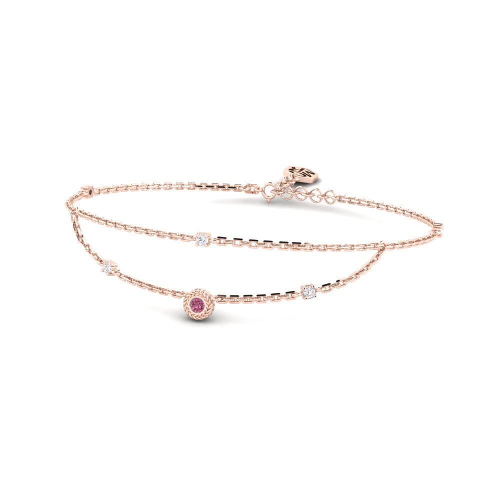 Or rose 14k Grenat de Rhodolite Bracelet pour femme Hallex