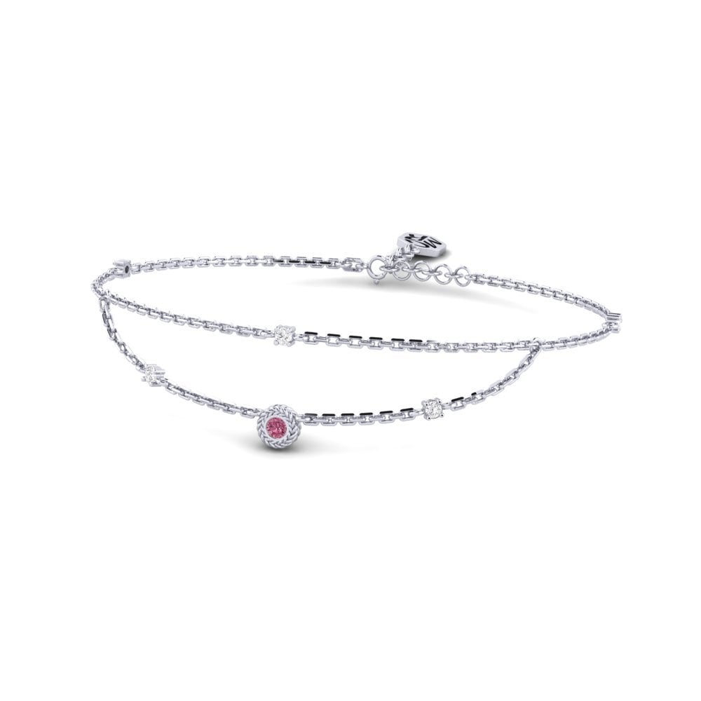 Palladium 950 Grenat de Rhodolite Bracelet pour femme Hallex