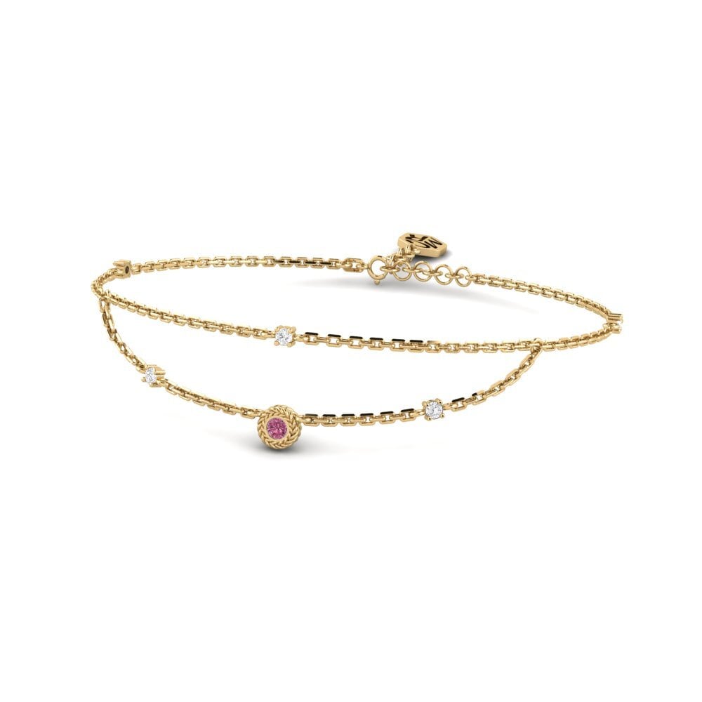 Or Jaune 14k Grenat de Rhodolite Bracelet pour femme Hallex