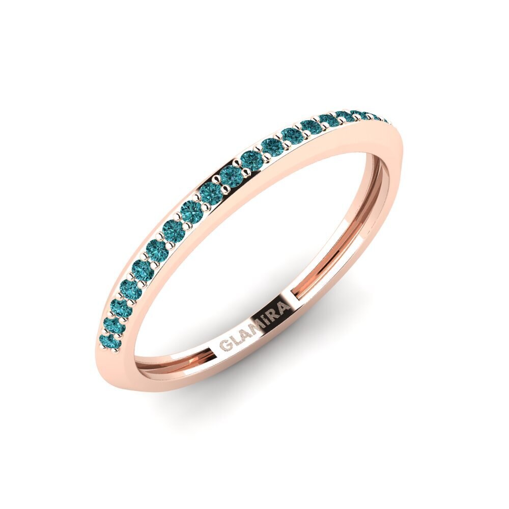 14k Oro Rosa Diamante Azul Anillo Haluda