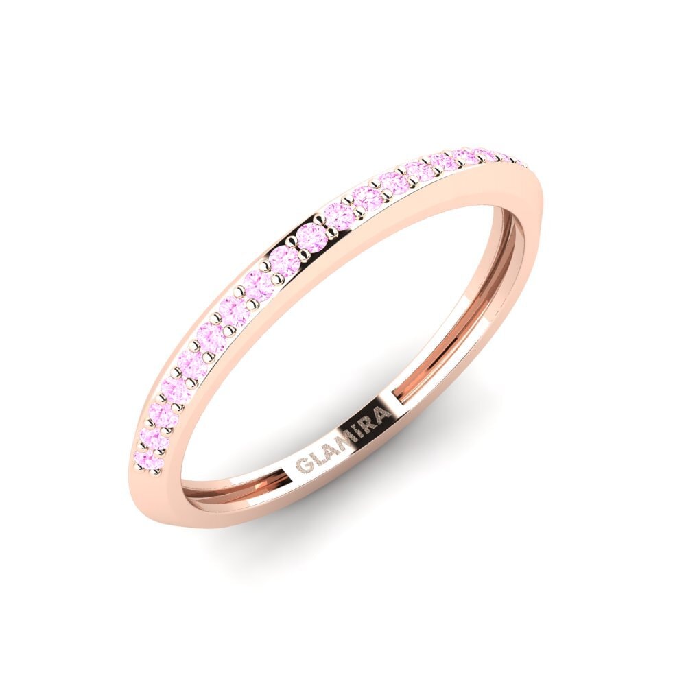 14k Oro Rosa Zafiro Rosado Anillo Haluda