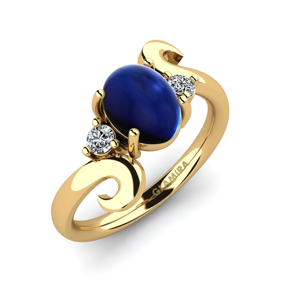 18k Oro Amarillo Zafiro Cabujón Anillo Halyna
