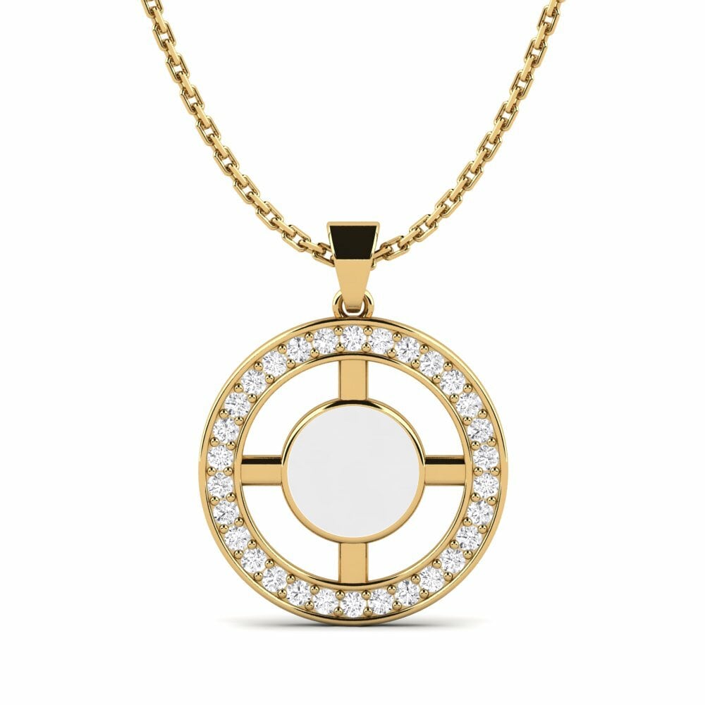 Vàng 9K Đá Sapphire Trắng Mặt dây chuyền nữ Haman