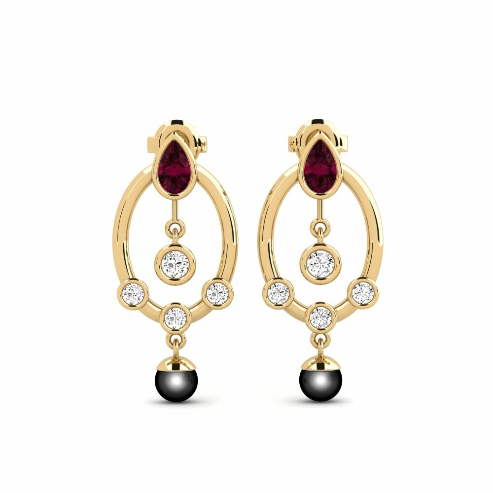 Pear Rhodolite Garnet Women's Earring Hamin