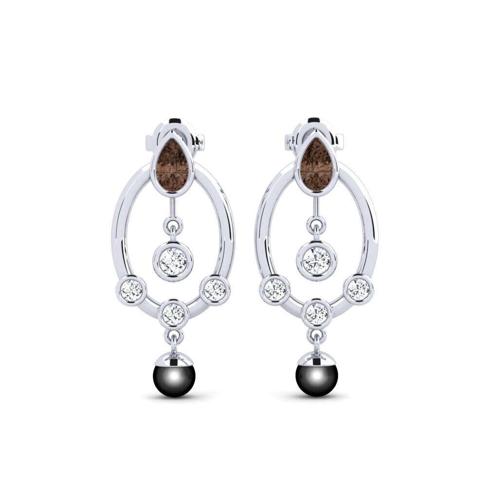 18ct White Gold Smoky Quartz Women's Earring Hamin