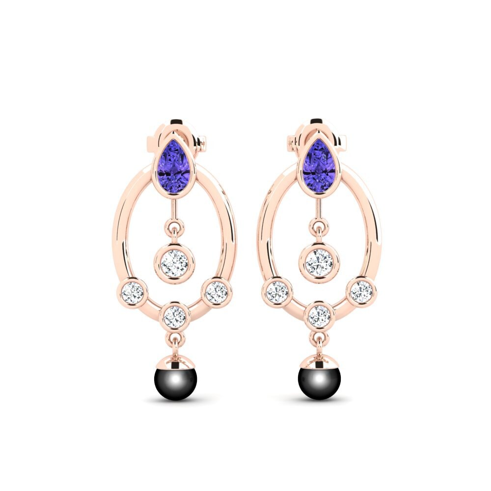 14ct Rose Gold Tanzanite Women's Earring Hamin