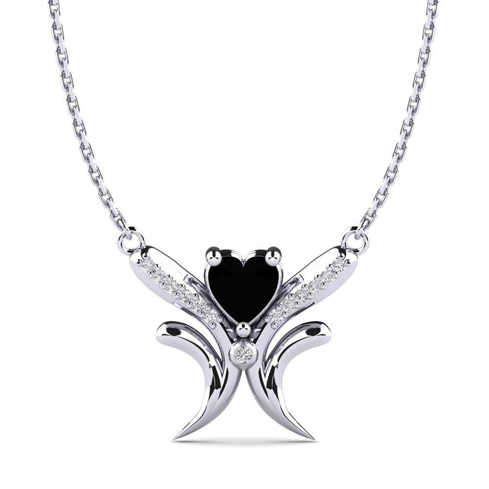 Heart Black Sapphire Women's Necklace Hanalora