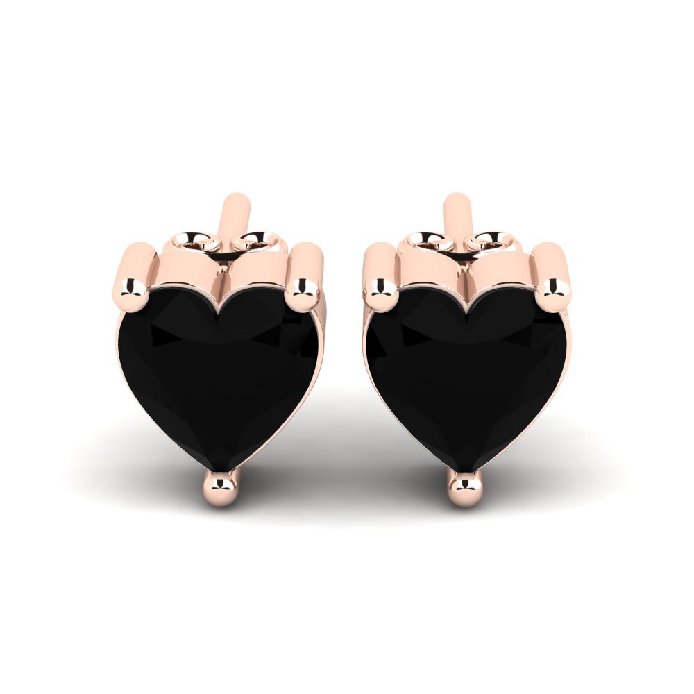 Pendientes 9k Oro Rosa Zafiro negro Pendientes de botón