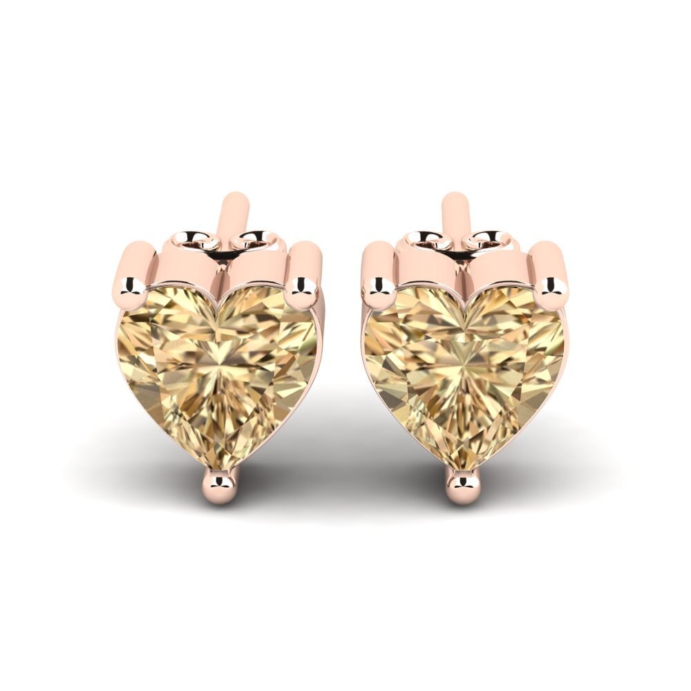 Orecchini Oro Rosso 750 Diamante Marrone Punti luce