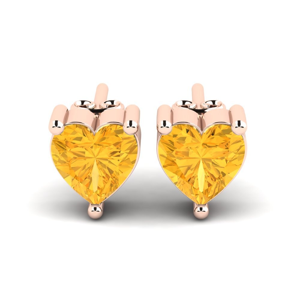 Oorknopjes 14K Rood Goud Citrien Oorbellen