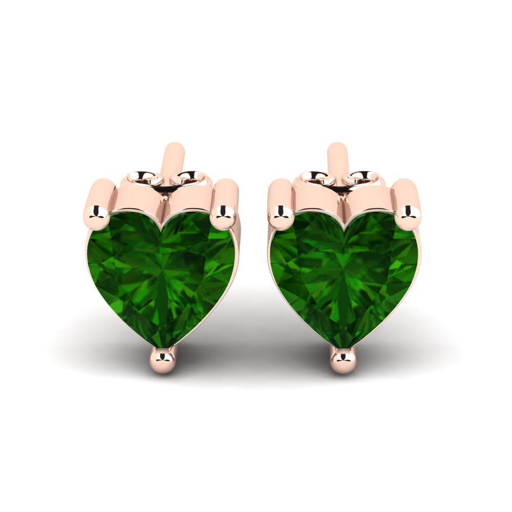 Studs Green Tourmaline 14ct Rose Gold Earrings