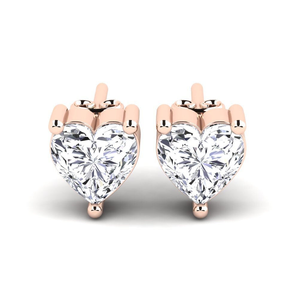 Studs Diament Laboratoryjny Różowe Złoto 375 Kolczyki