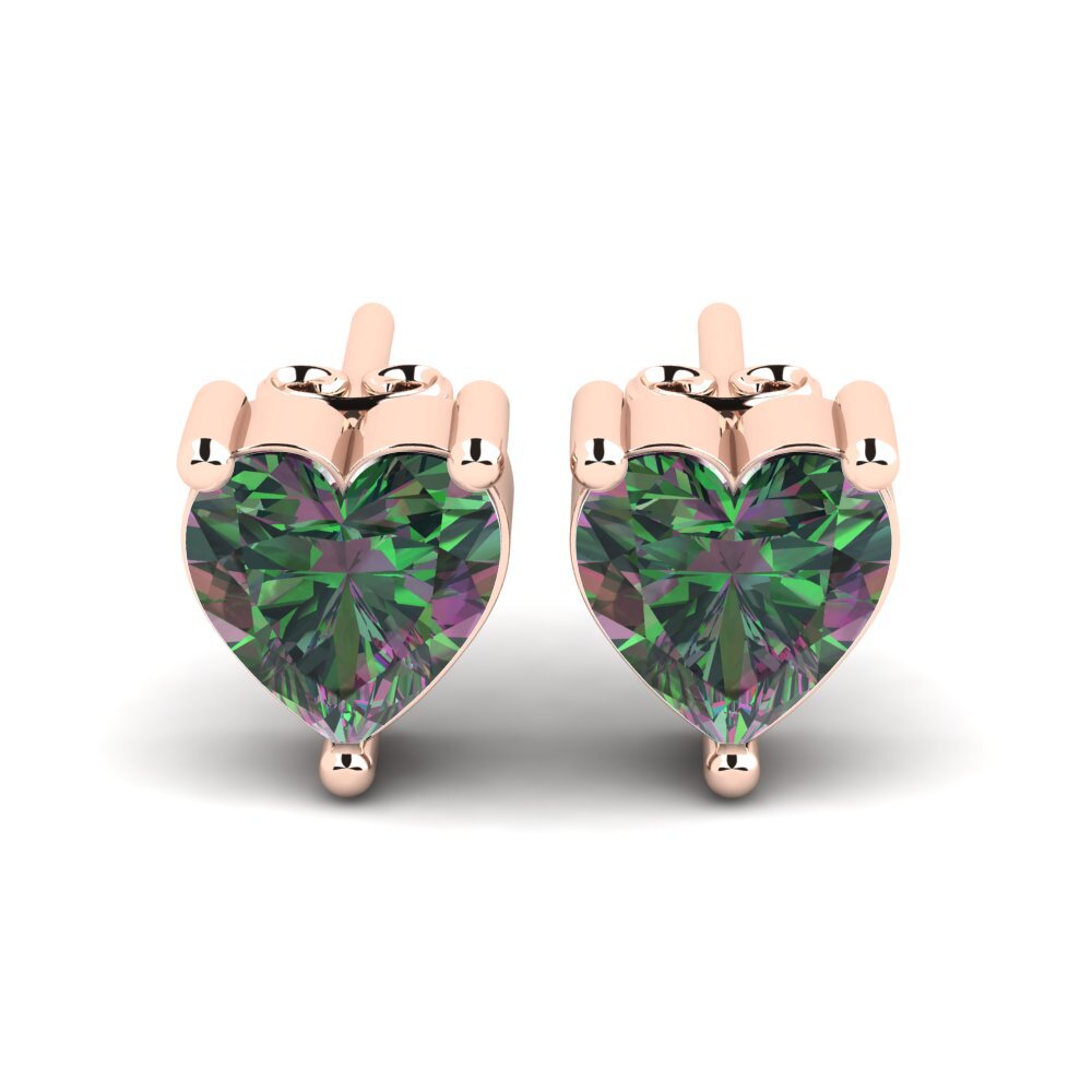 Pendientes 9k Oro Rosa Topacio Místico Pendientes de botón