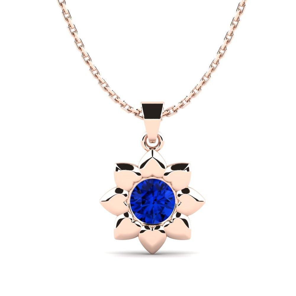 14k Oro Rosa Safiro (Creado en Laboratorio) Colgante de Mujer Hankin