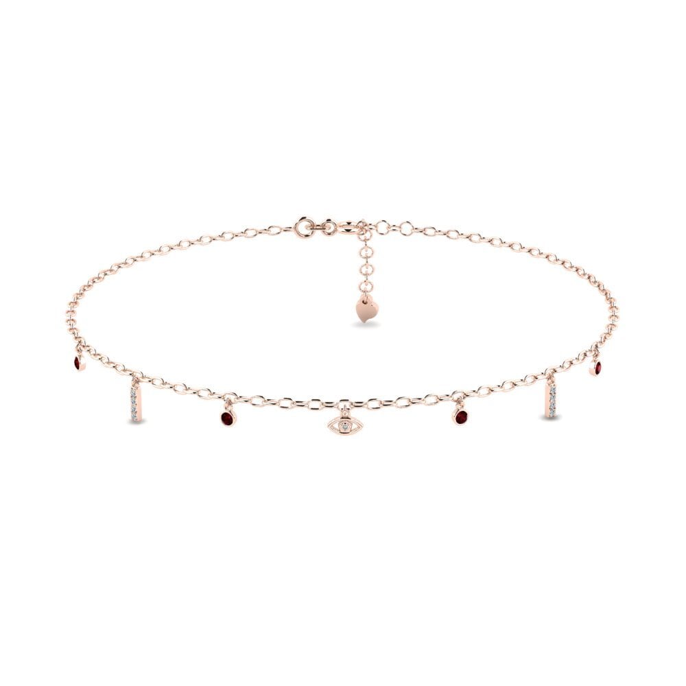 9ct Rose Gold Garnet Women's Anklet Hankins