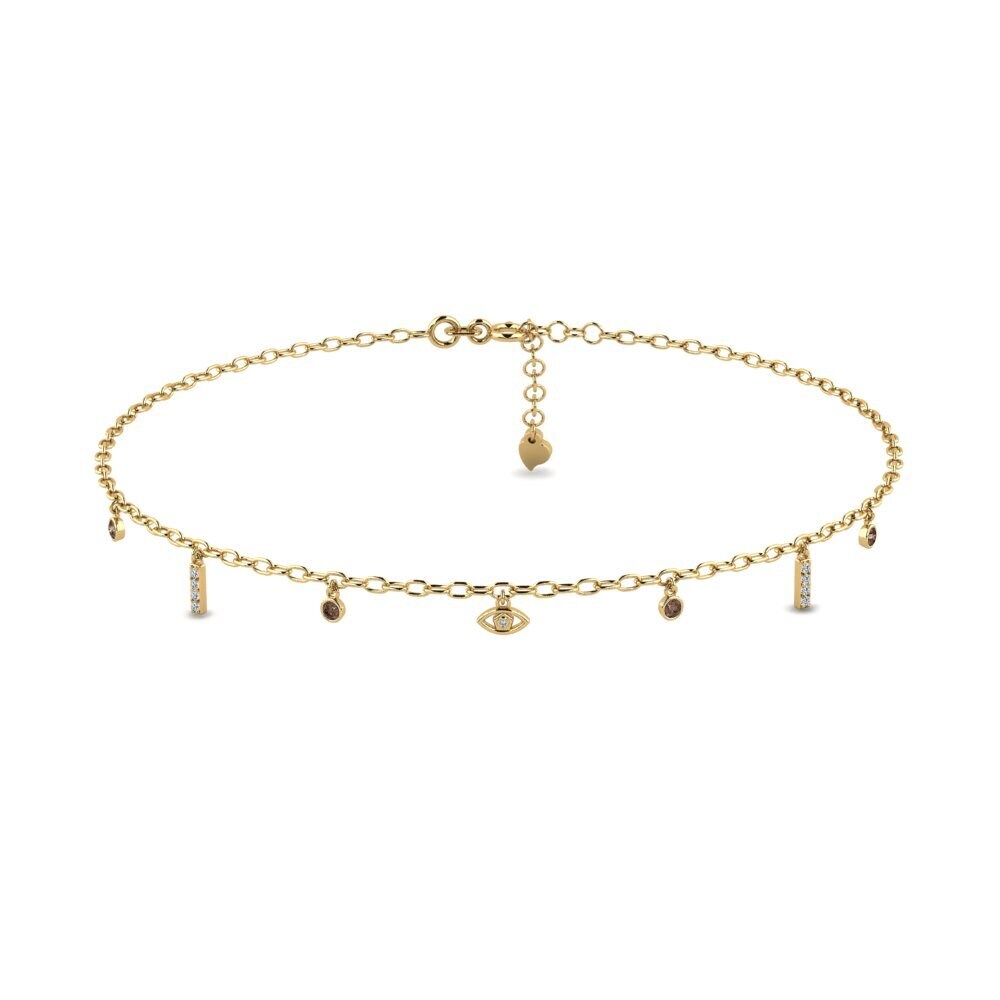 14ct Yellow Gold Smoky Quartz Women's Anklet Hankins