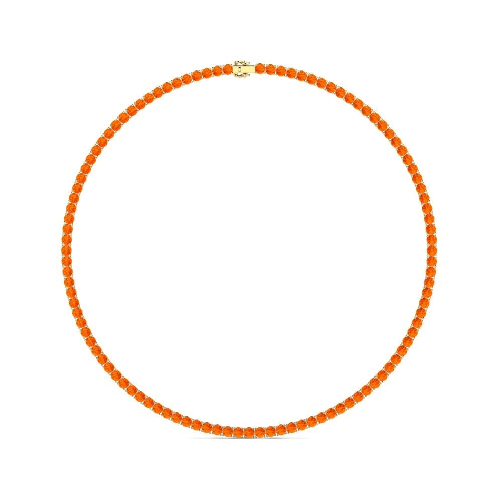 18k Oro Amarillo Zafiro Naranja Collar Hanovee