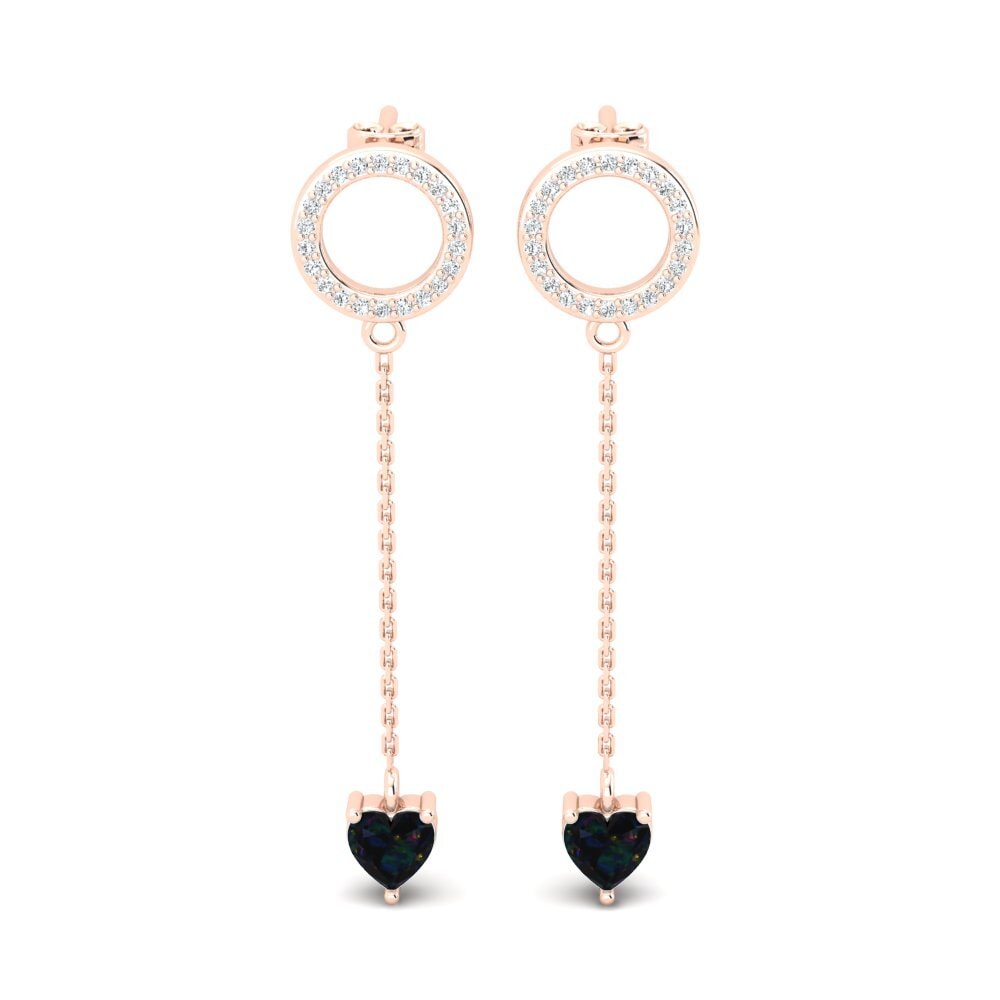 Ear Thread Black Opal 18ct Rose Gold Earrings