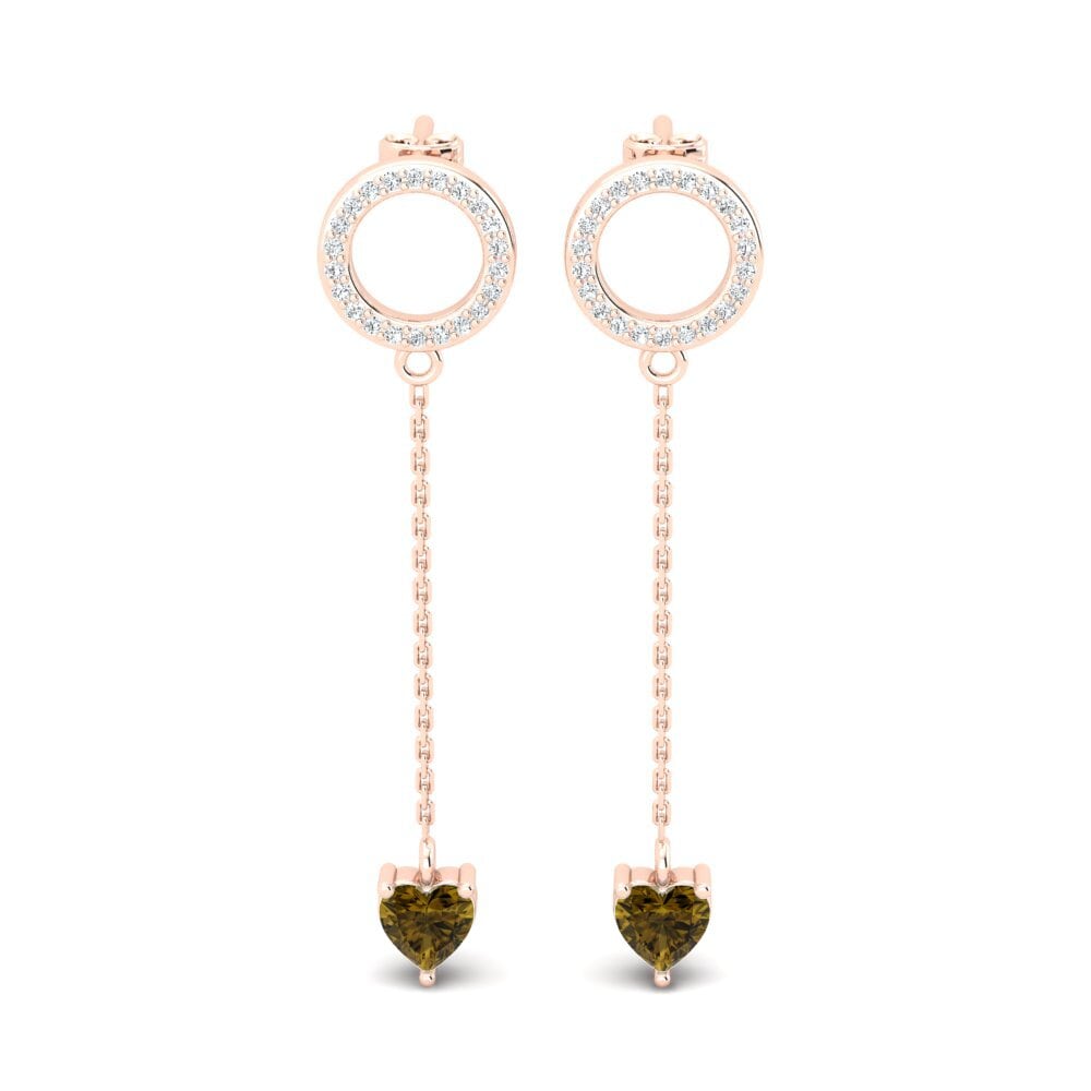 Ear Thread 棕锆石 玫瑰金-14k 耳环