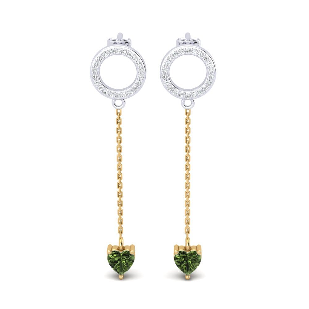 Ear Thread Green Sapphire 14ct White / Yellow Gold Earrings