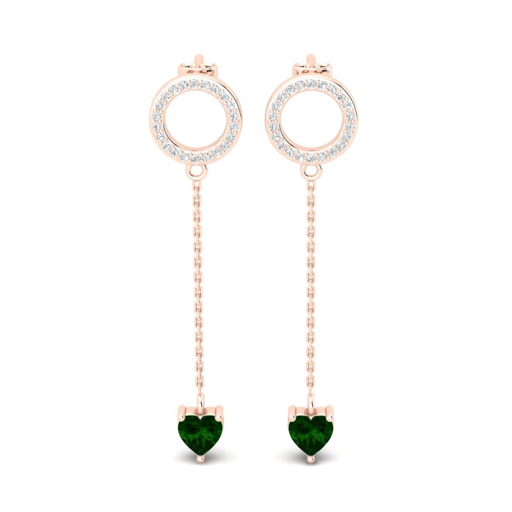 Ear Thread Green Tourmaline 14ct Rose Gold Earrings