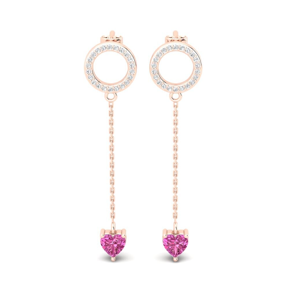 Pendientes 14k Oro Rosa Topacio Rosa Pendientes de cadena