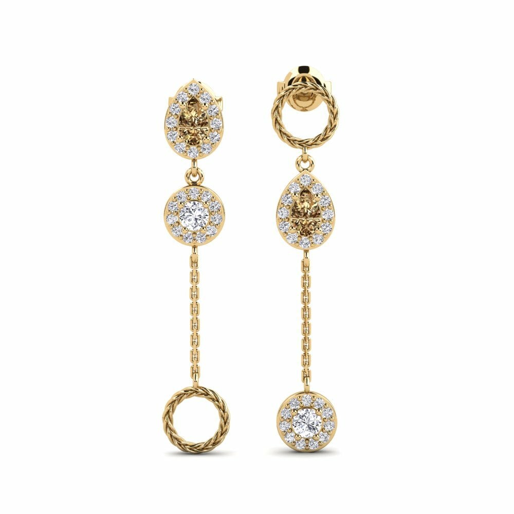 Bruine Diamant Dames Oorbellen Harakore