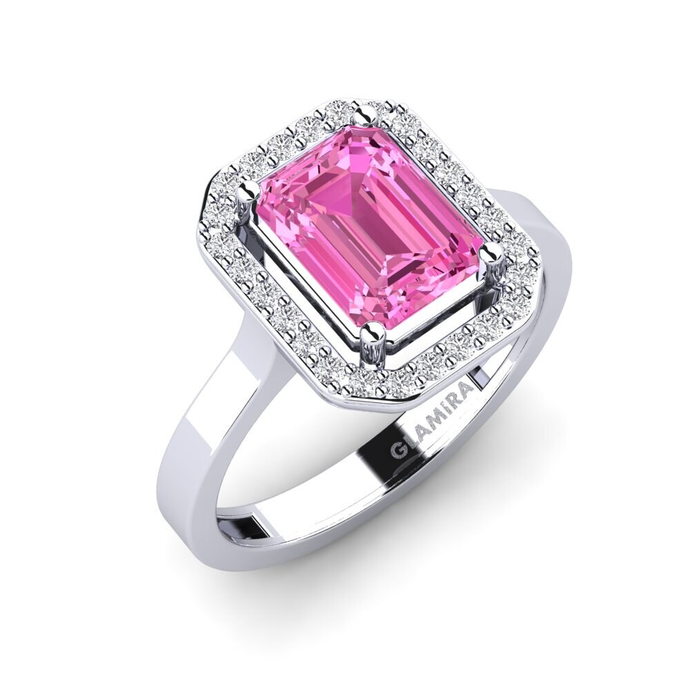 Emerald Cut Pink Topaz Engagement Ring Harebrained