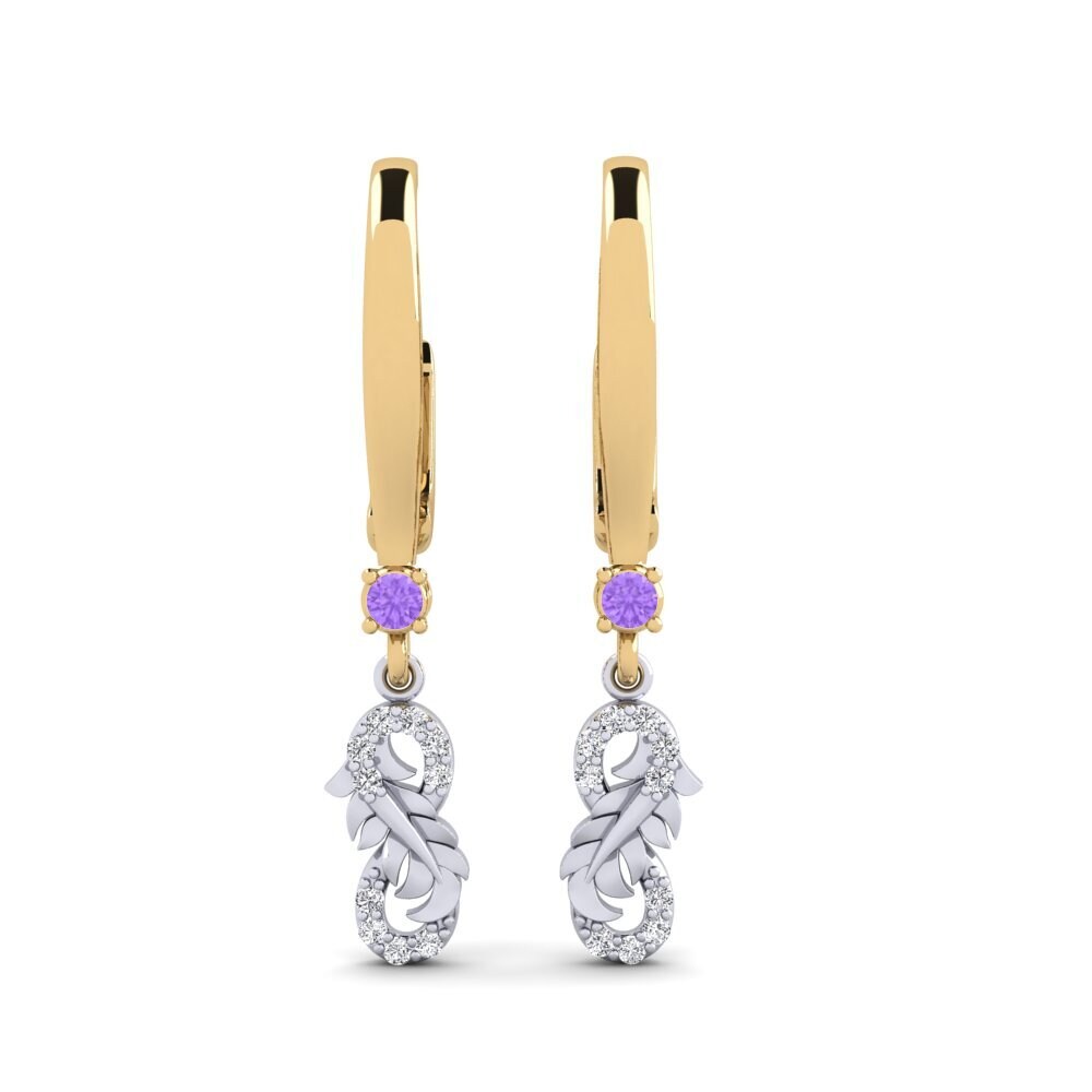 9ct Yellow & White Gold Amethyst Women's Earring Harepan
