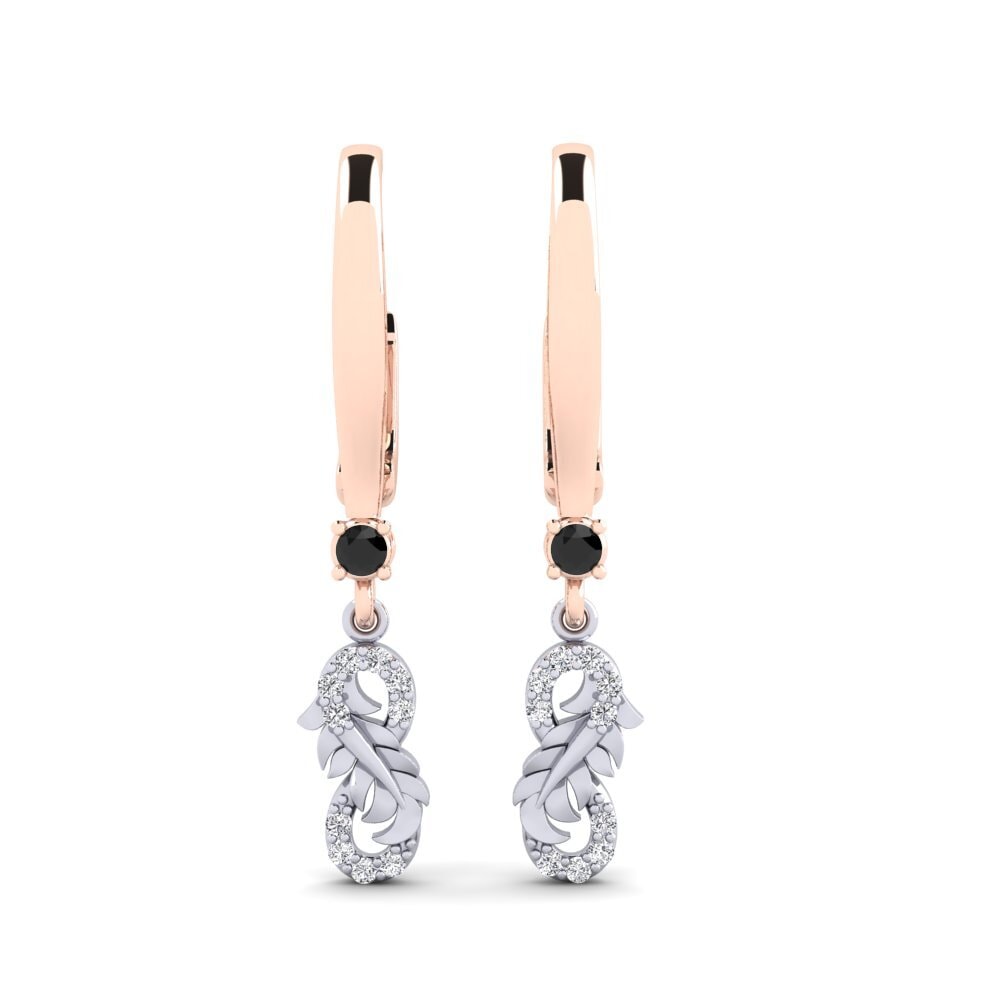 9ct Rose & White Gold Black Onyx Women's Earring Harepan