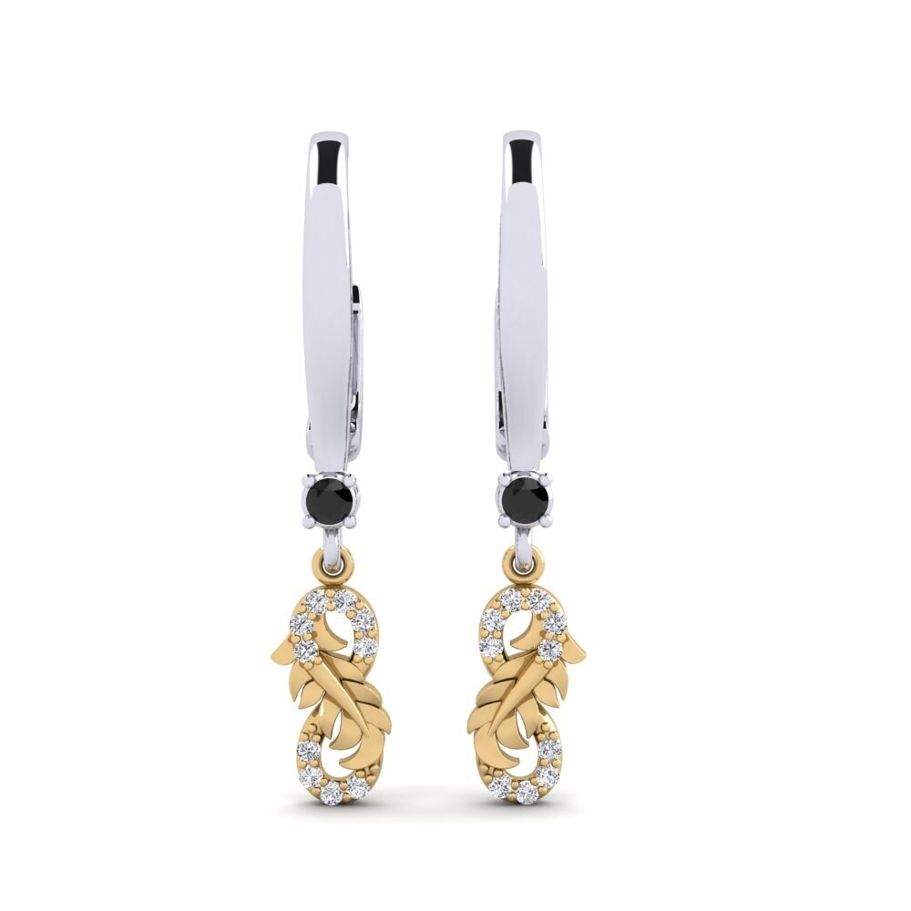 9ct White & Yellow Gold Black Onyx Women's Earring Harepan