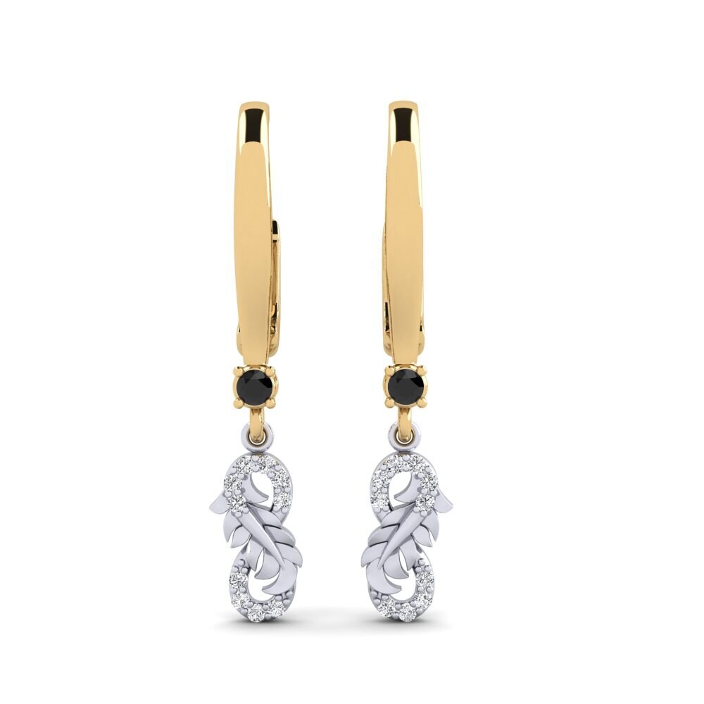 9ct Yellow & White Gold Black Onyx Women's Earring Harepan
