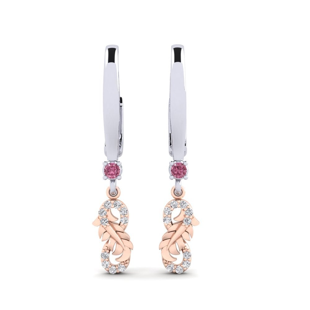 18ct White & Rose Gold Rhodolite Garnet Women's Earring Harepan