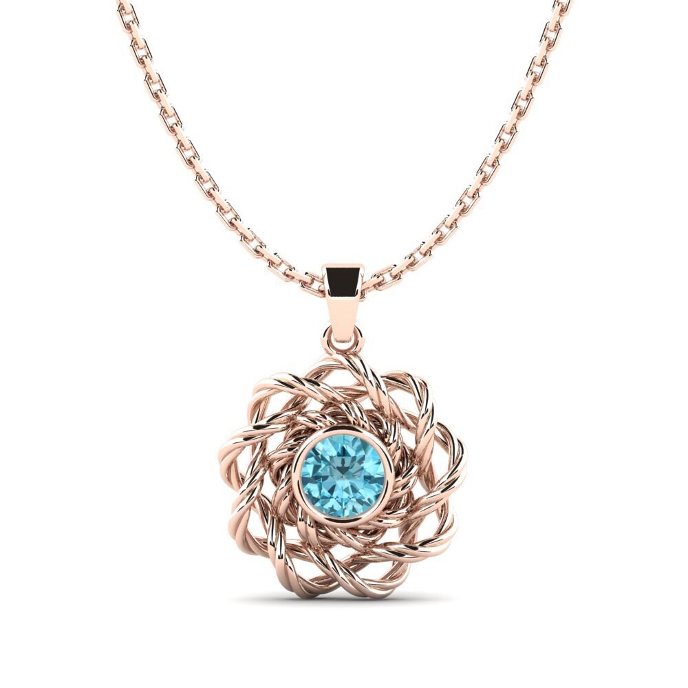 14k Oro Rosa Circón Azul Colgante de Mujer Hargreaves