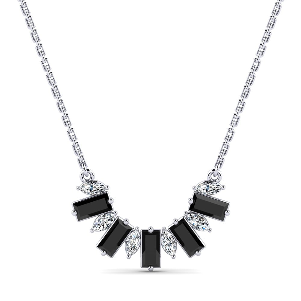 Baguette Black Sapphire Women's Necklace Harish