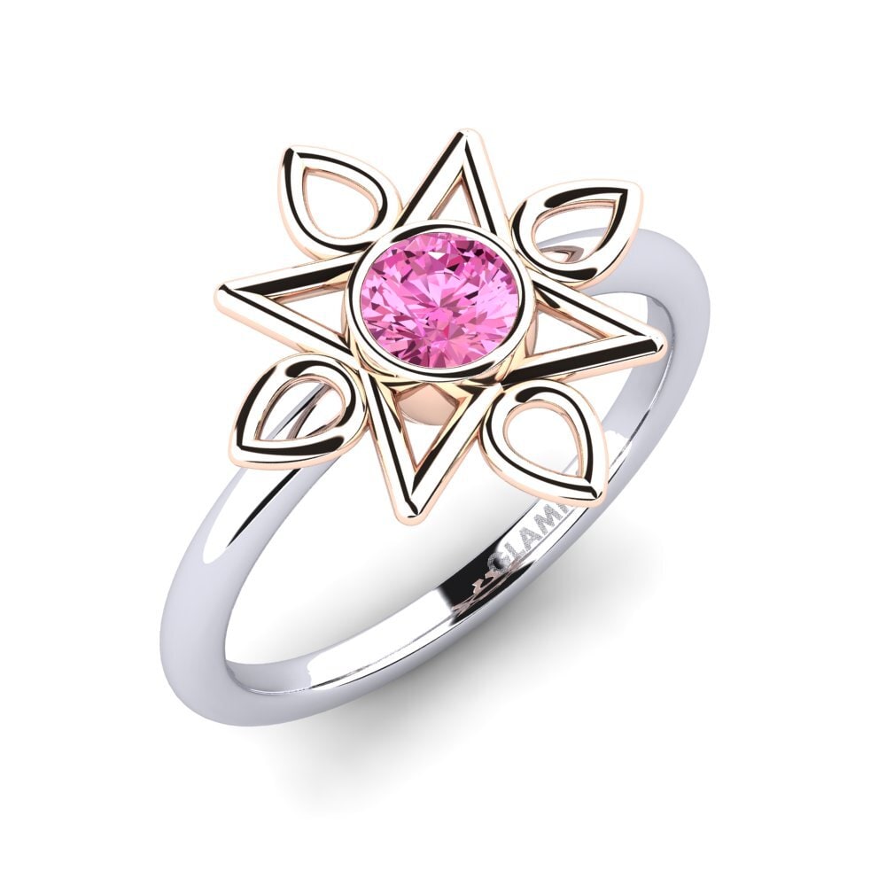 14ct White & Rose Gold Pink Topaz Engagement Ring Harken