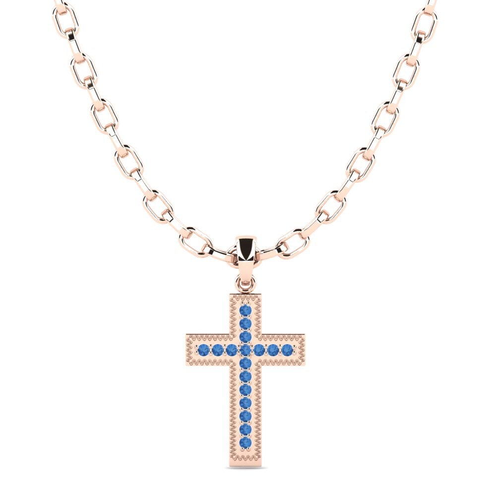 14K Rood Goud Donker Blauwe Zirkoon Heren hanger Harlan