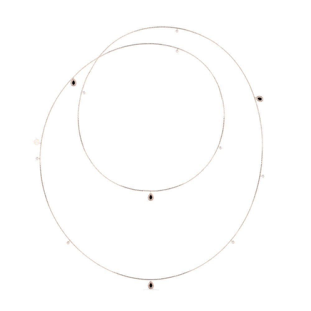 9ct Rose Gold Black Sapphire Women's Necklace Harlodi