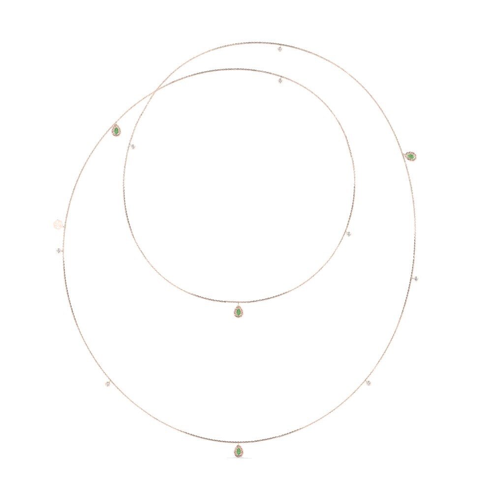 18ct Rose Gold Green Diamond Women's Necklace Harlodi