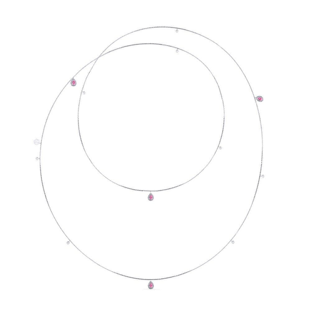 950 Platinum Pink Sapphire Women's Necklace Harlodi