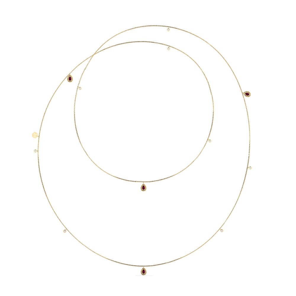 18ct Yellow Gold Rhodolite Garnet Women's Necklace Harlodi