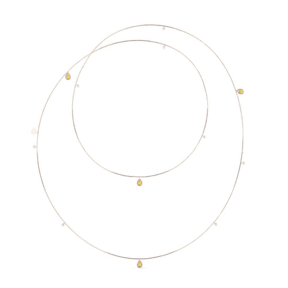 9ct Rose Gold Yellow Sapphire Women's Necklace Harlodi