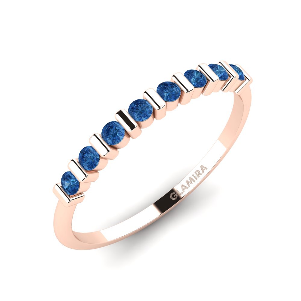 Or rose 14k Zircone Bleu Foncé Bague Harriet