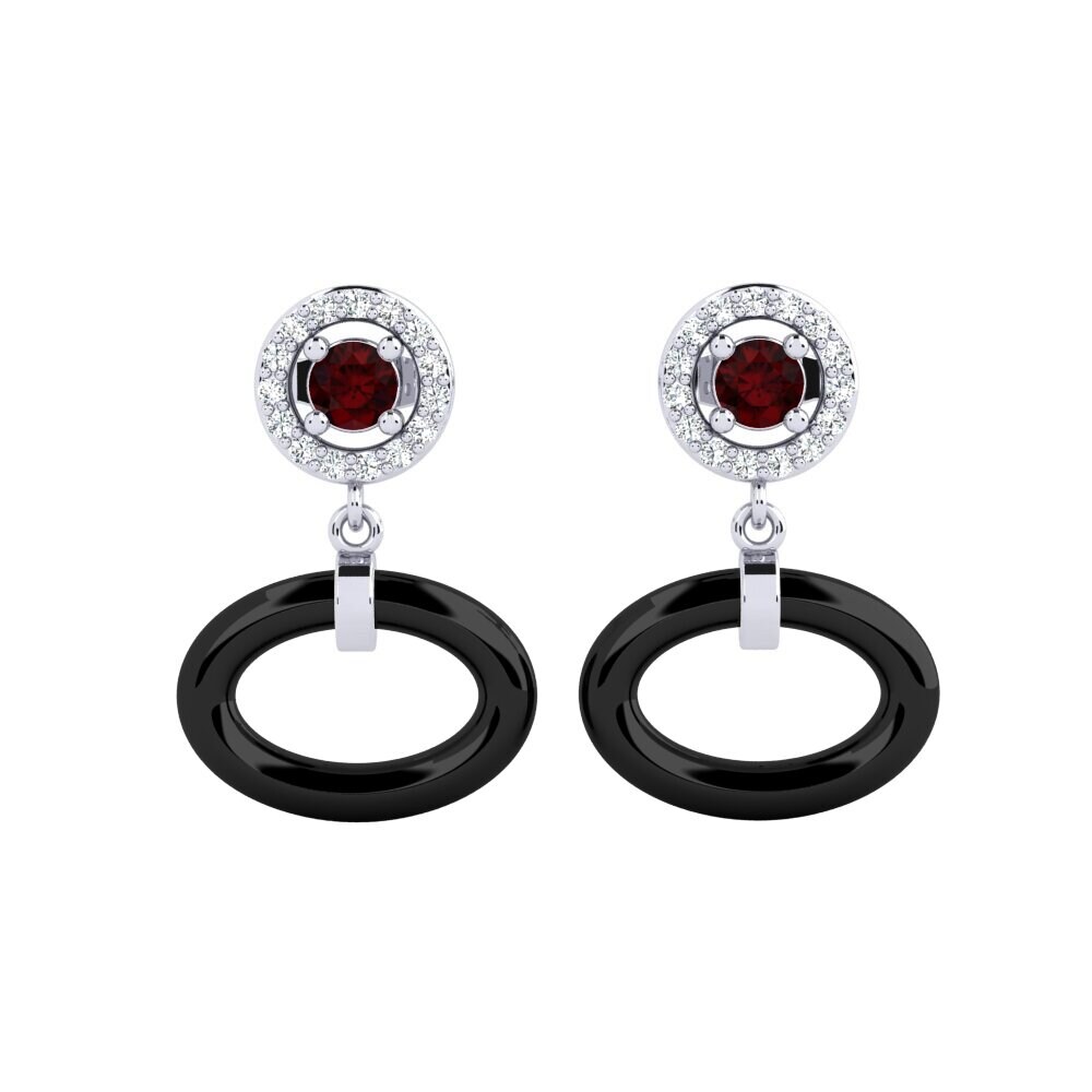 18ct White Gold Garnet Women's Earring Harriette