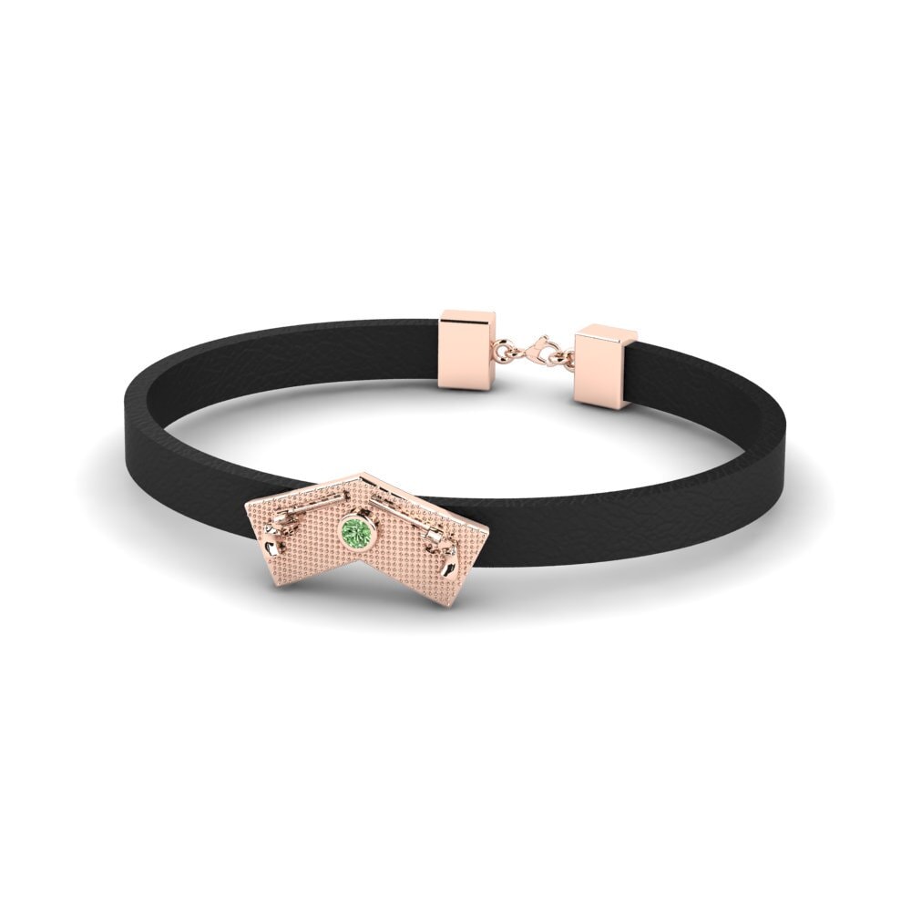 18ct Rose Gold Green Diamond Men's Bracelet Harrison