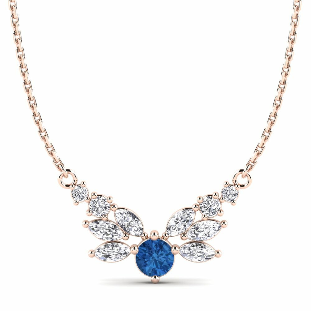 Vàng Hồng 9K Đá Zirconia Xanh Lam Dây chuyền nữ Harvey