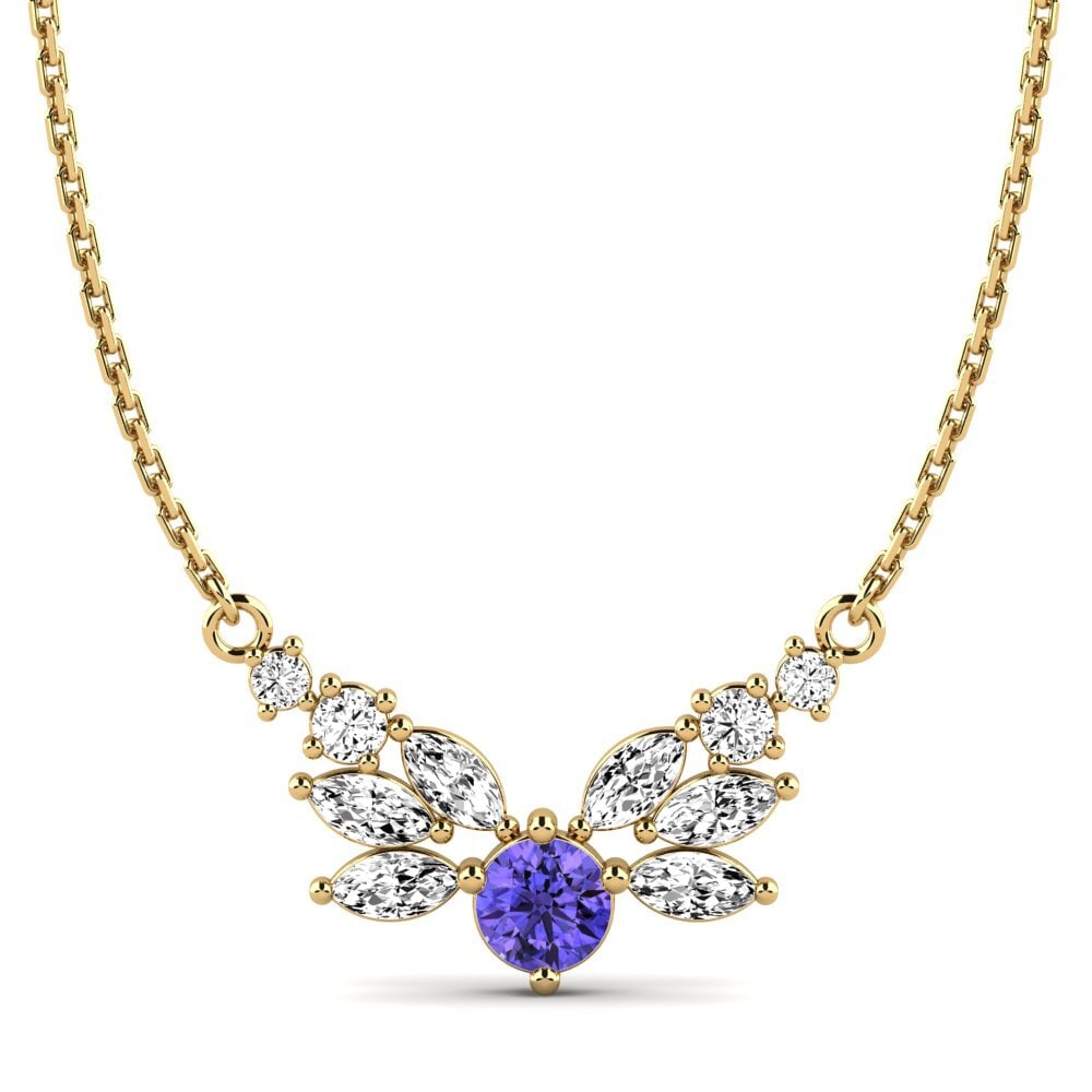 Gelbgold 585 Tansanit Damen halskette Harvey