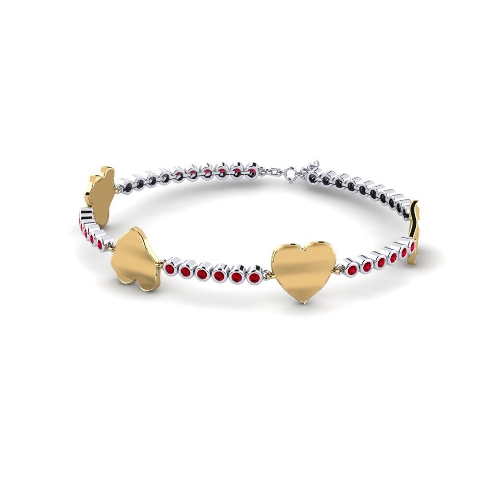 9ct White & Yellow Gold Red Zirconia Women's Bracelet Hary