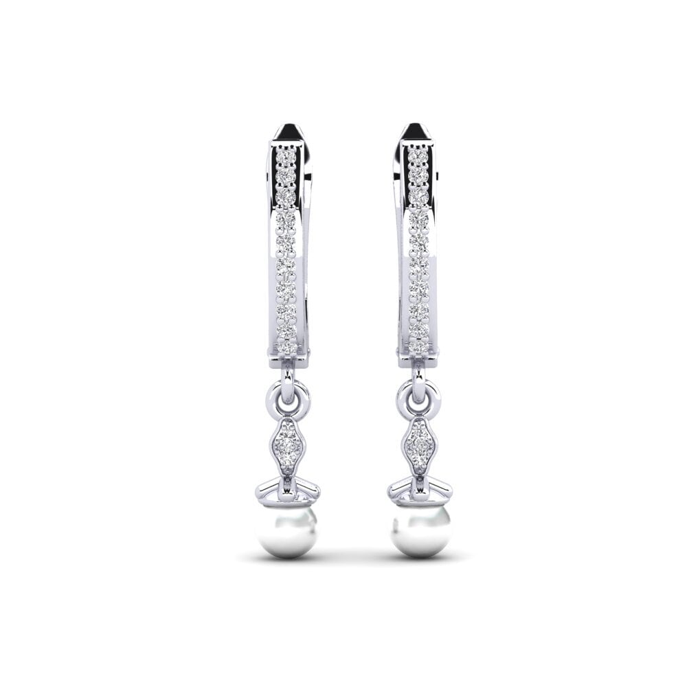 Haspen Hochwertige Damen ohrring Haspen mit 0.02 Karat Diamant Rund Weißgold ...